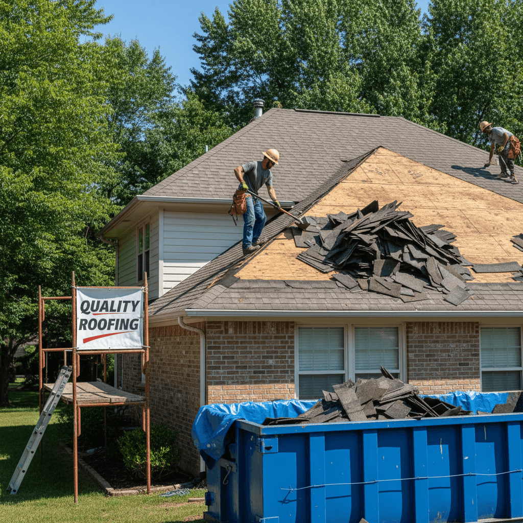 Roof tear-off before a full replacement
