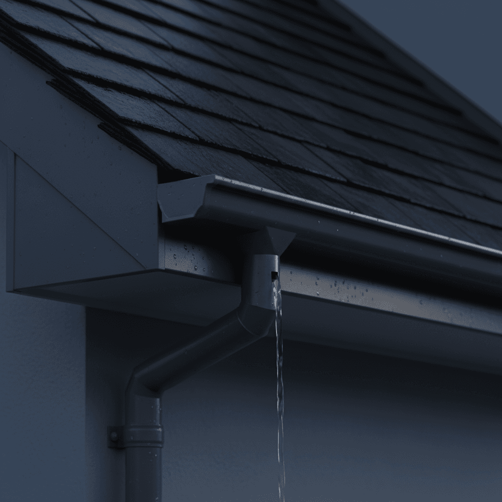 Gutter system installed on roofline