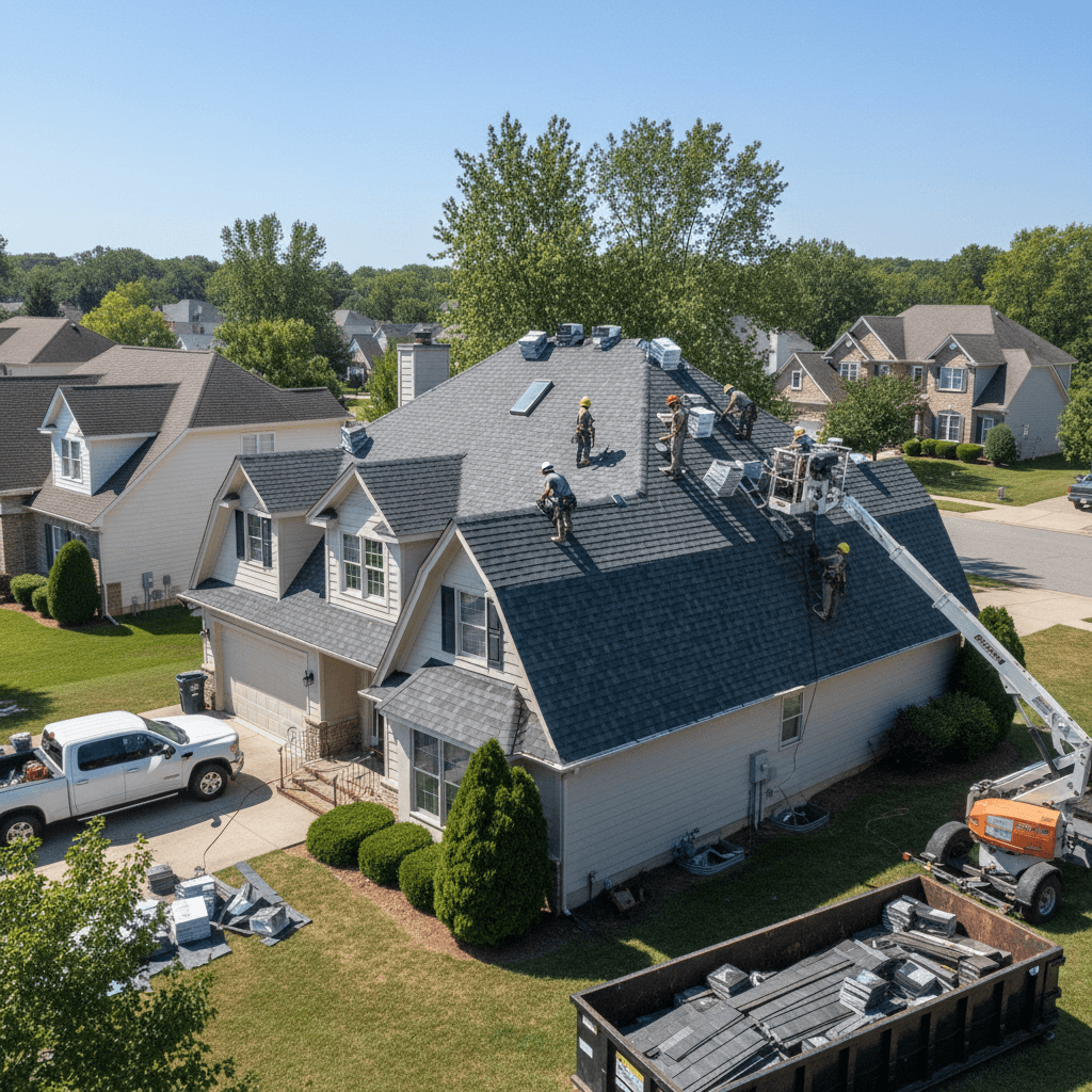 New roof installation on a residential house in Dallas