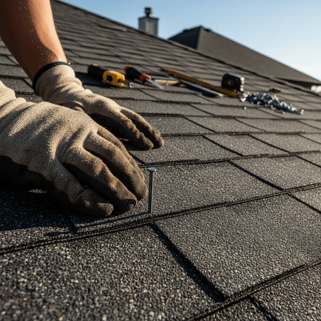Roofer laying underlayment on a Dallas residential roof